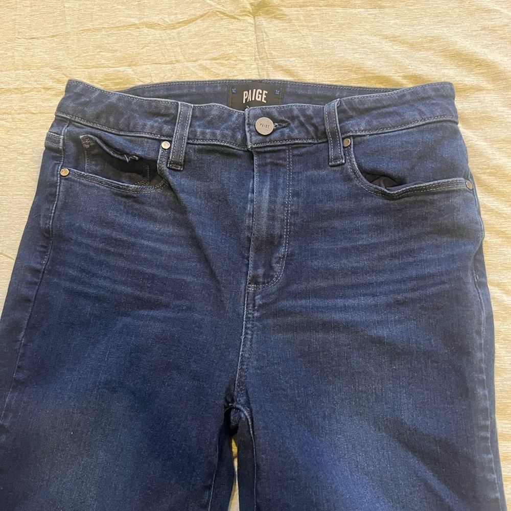 PAIGE Women's Dark Blue High Rise Jeans